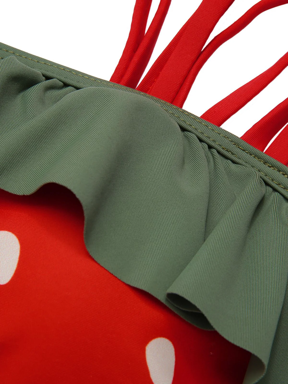 [Pre-Sale] Red 1950s Strawberry Ruffle Strap Swimsuit
