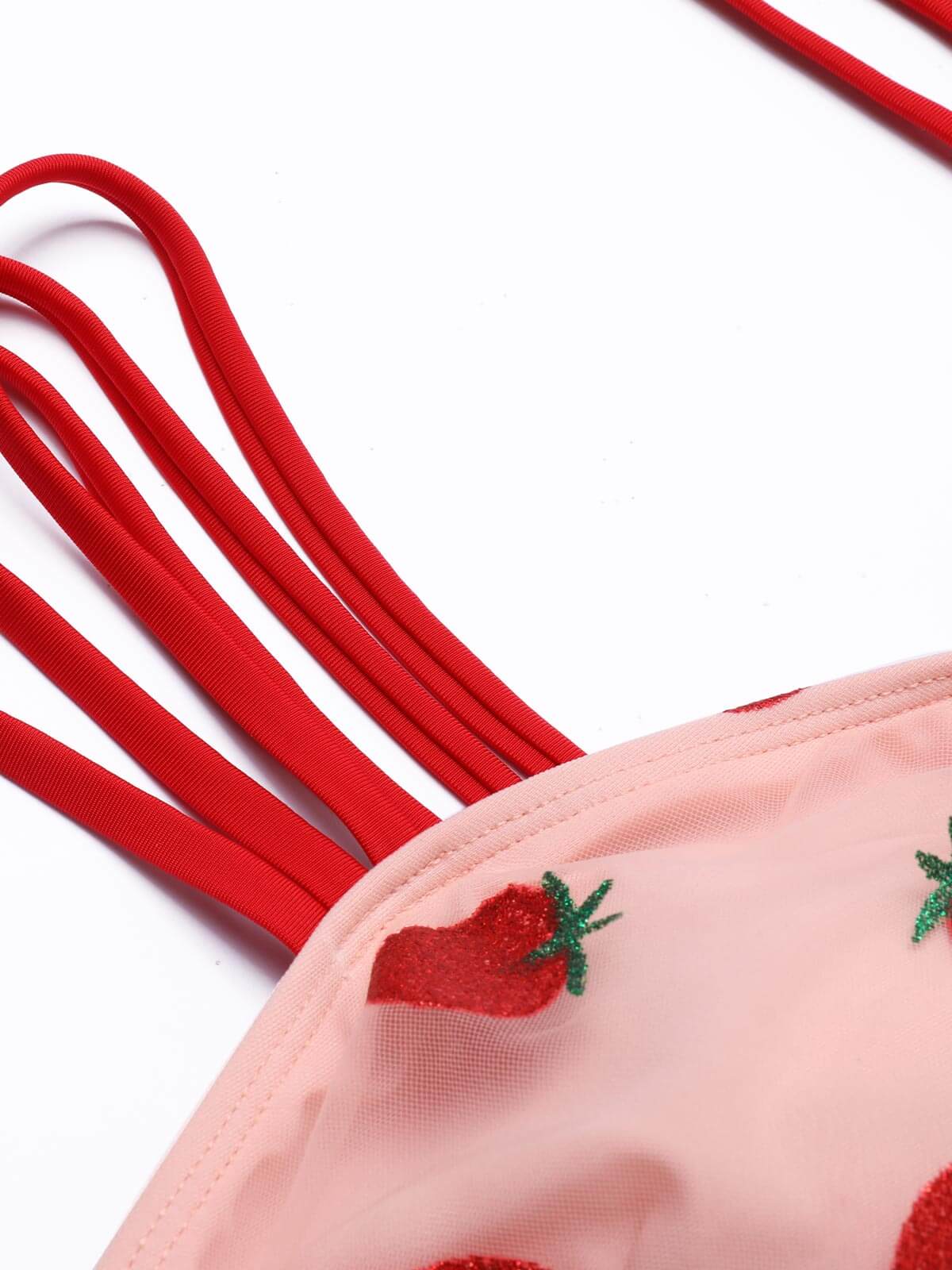 1950s Lace Strawberry Cami Tankini Set